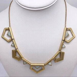 J. Crew Light Green Sliding Gems Gold Necklace